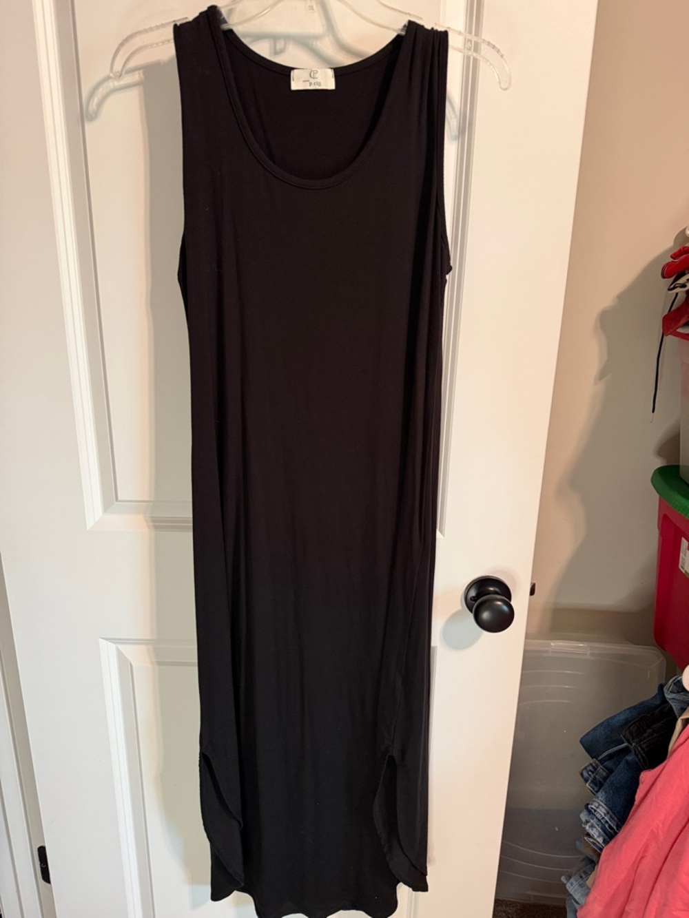 Black Sleeveless Maxi Dress with Scoop Neck - Unbranded